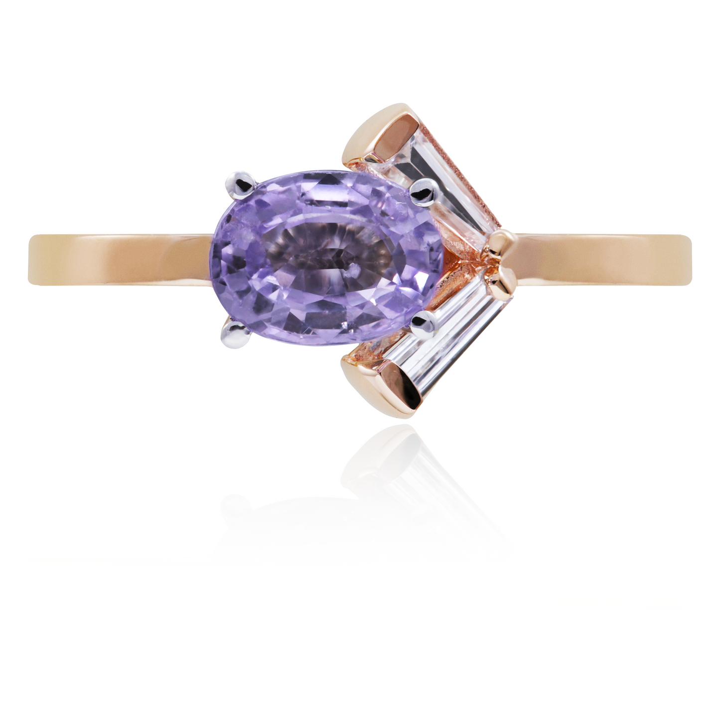 Lavender sapphire wedding ring set